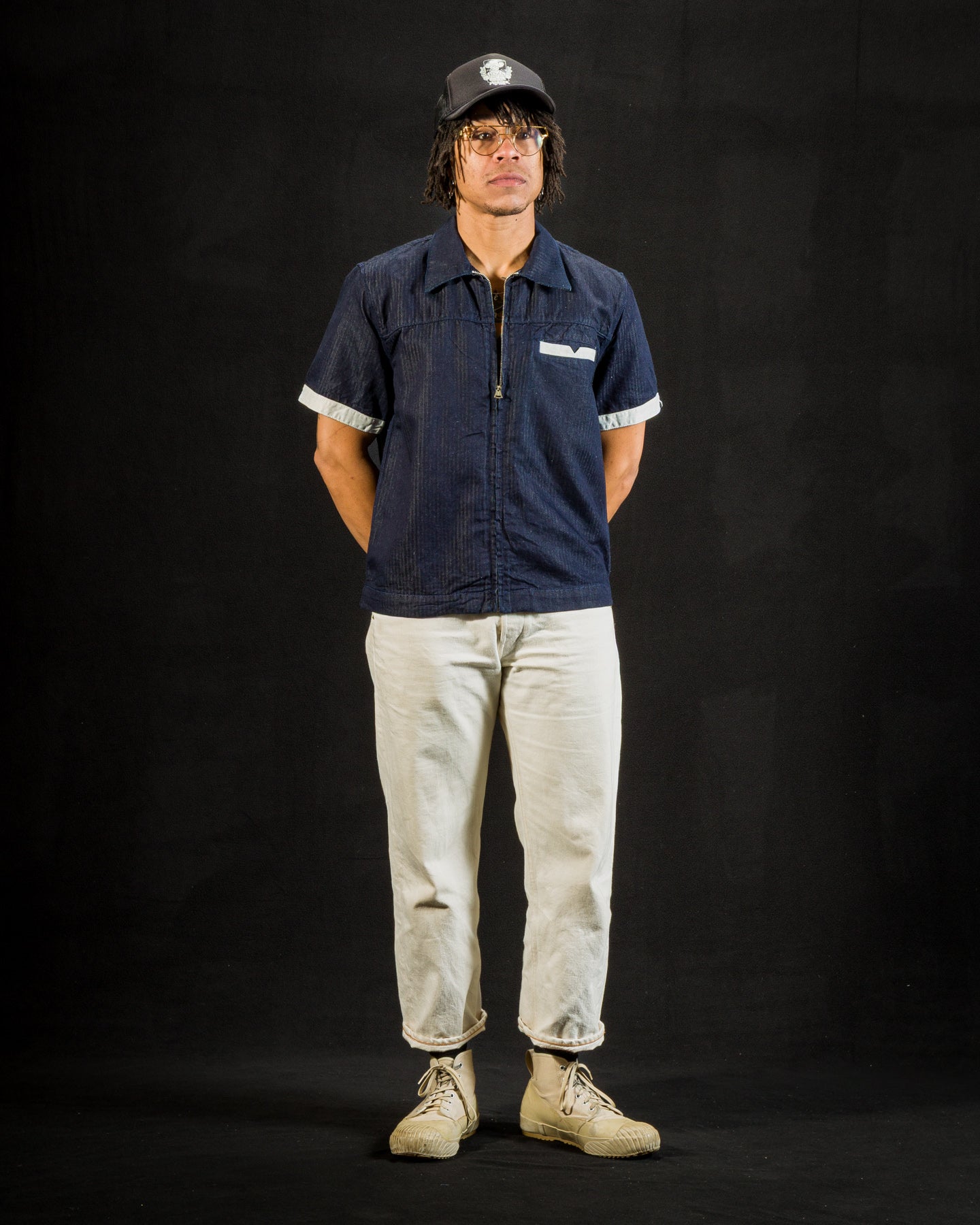 Yorba Zip S/S Shirt - Navy Herringbone – Standard & Strange