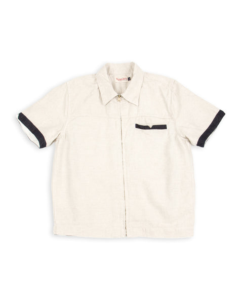 Yorba Zip S/S Shirt- White Herringbone – Standard & Strange