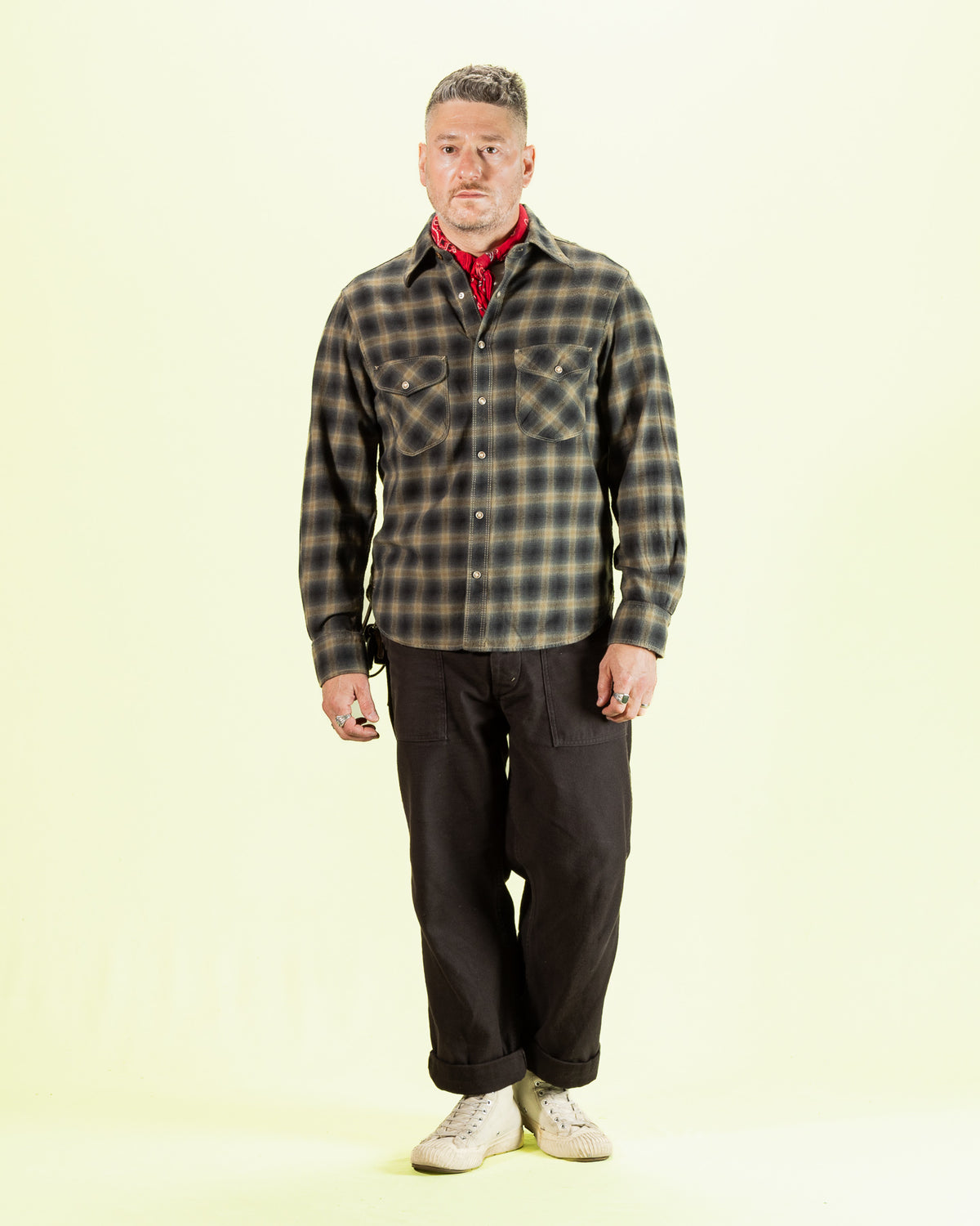 Freenote Bodie Shirt - Navy Shadow Plaid - Standard & Strange