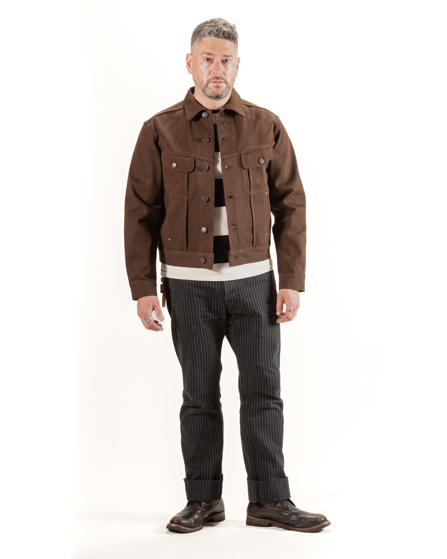 High Low Jacket - 15oz Dark Brown Denim