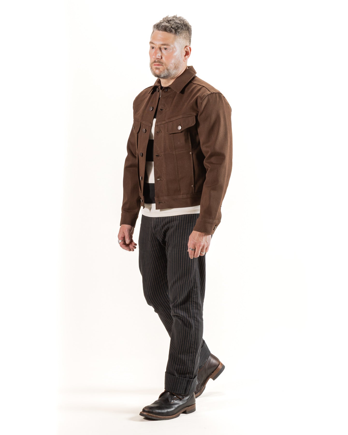 High Low Jacket - 15oz Dark Brown Denim