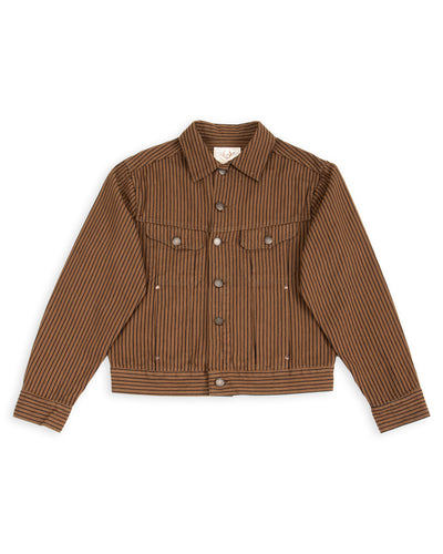 High Low Jacket - Brown Herringbone Dobby