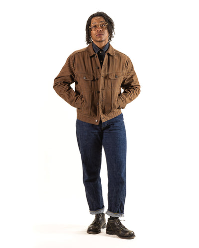 High Low Jacket - Brown Herringbone Dobby
