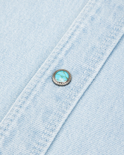Freenote Modern Western Shirt - 11oz Bleached Denim / Turquoise - Standard & Strange
