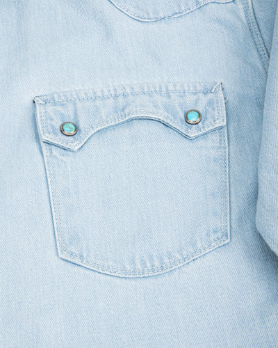 Freenote Modern Western Shirt - 11oz Bleached Denim / Turquoise - Standard & Strange