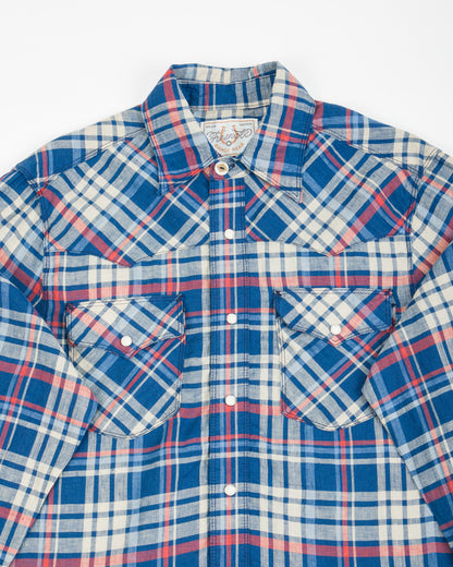 Freenote Western Scout Shirt - Kingfisher Blue Plaid - Standard & Strange