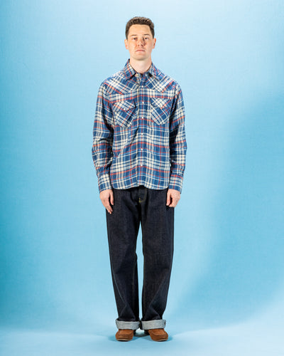 Freenote Western Scout Shirt - Kingfisher Blue Plaid - Standard & Strange