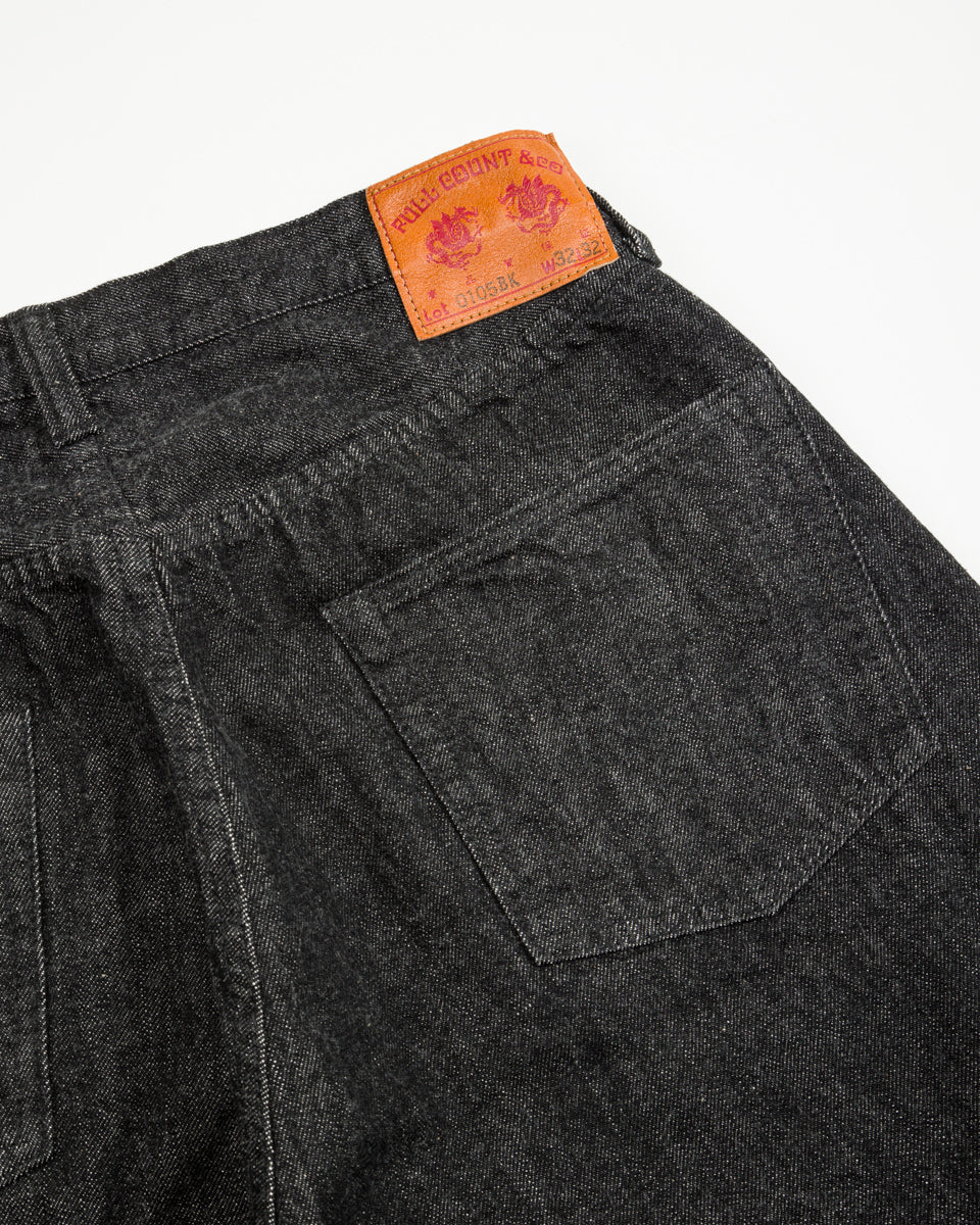 Fullcount 0105BK Wide Black Selvedge Denim - Black - Standard & Strange