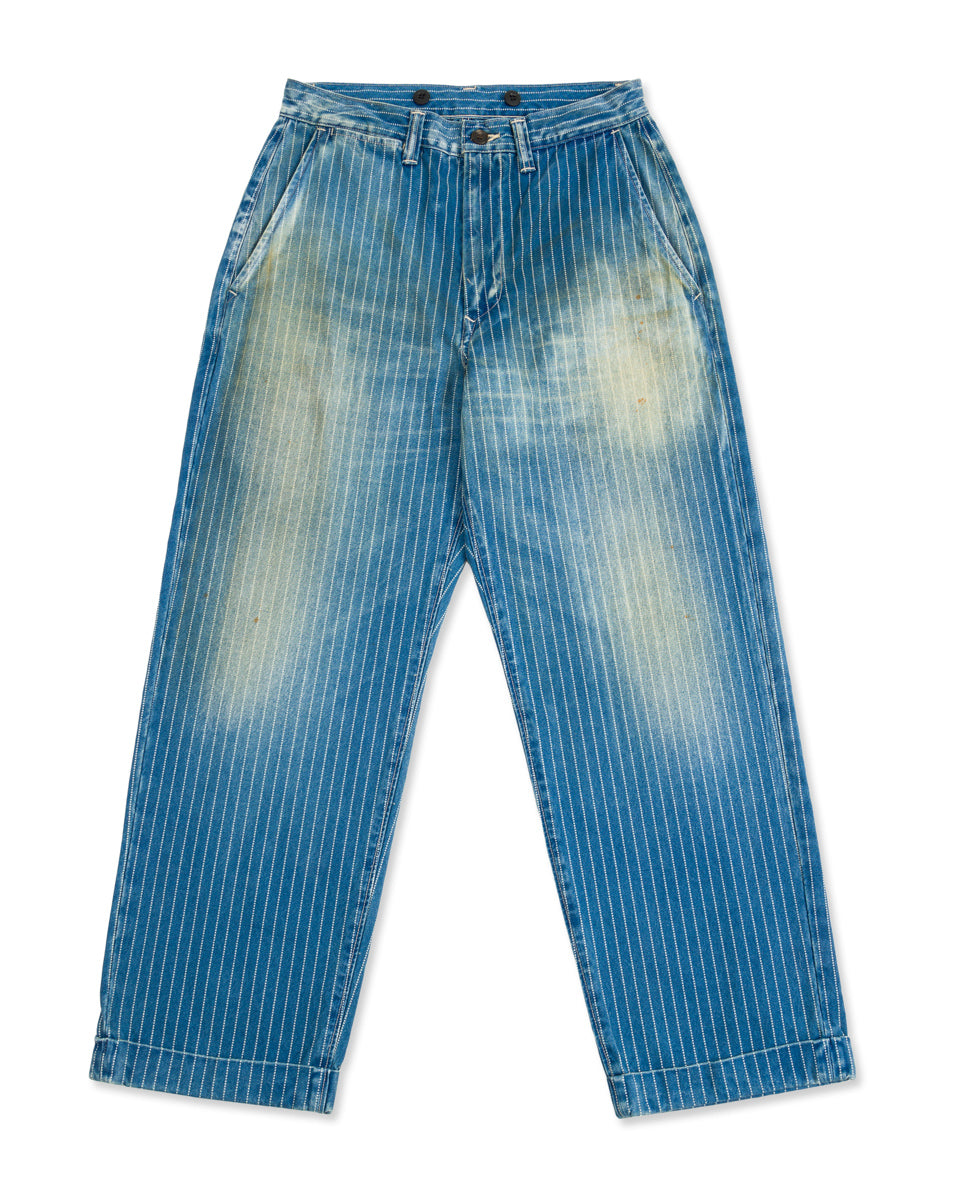 Fullcount 1128HW-4 Indigo Wabash Stripe Farmer's Trousers - Indigo Blue - Standard & Strange