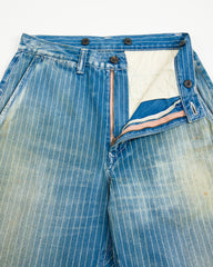 Fullcount 1128HW-4 Indigo Wabash Stripe Farmer's Trousers - Indigo Blue - Standard & Strange