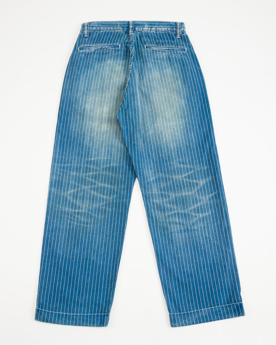 Fullcount 1128HW-4 Indigo Wabash Stripe Farmer's Trousers - Indigo Blue - Standard & Strange