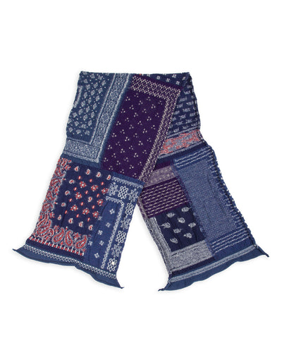 Kapital Fulling Wool HAPPY Scarf Bandana Patchwork - Navy - Standard & Strange
