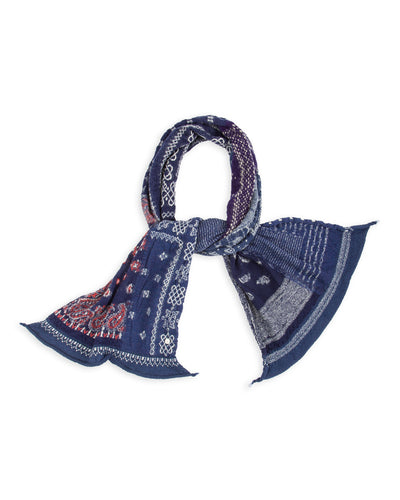 Kapital Fulling Wool HAPPY Scarf Bandana Patchwork - Navy - Standard & Strange