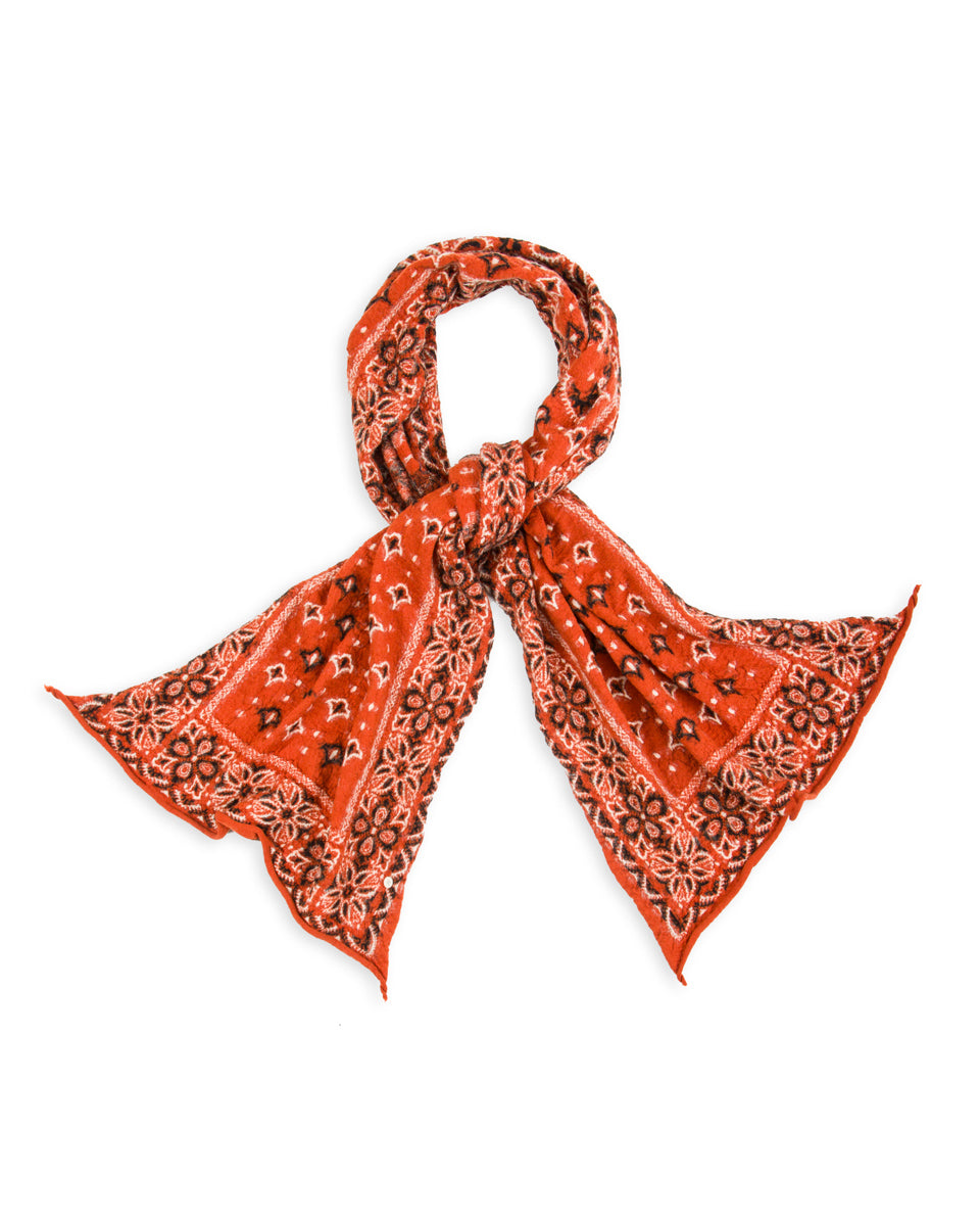 Fulling Wool HAPPY Scarf Colorful BIG-MAMA BANDANA - Orange