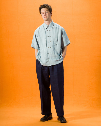 Gorsch Bamboo Linen Double Short Sleeve Shirt - Baby Blue - Standard & Strange