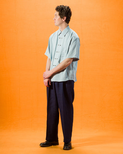 Gorsch Bamboo Linen Double Short Sleeve Shirt - Baby Blue - Standard & Strange