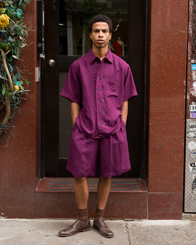 Gorsch Bamboo Linen Double Short Sleeve Shirt - Purple - Standard & Strange