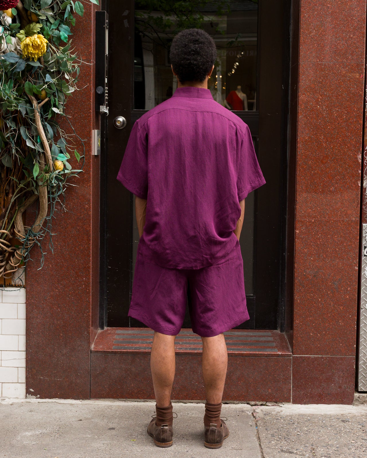 Gorsch Bamboo Linen Double Short Sleeve Shirt - Purple - Standard & Strange