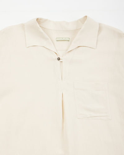 Gorsch Bamboo Linen Italian Collar Short Sleeve Shirt - Beige - Standard & Strange