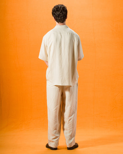 Gorsch Bamboo Linen Italian Collar Short Sleeve Shirt - Beige - Standard & Strange