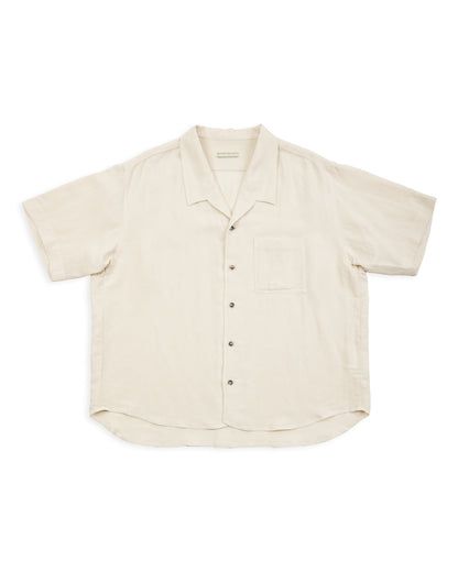 Gorsch Bamboo Linen Open Collar Short Sleeve Shirt - Beige - Standard & Strange