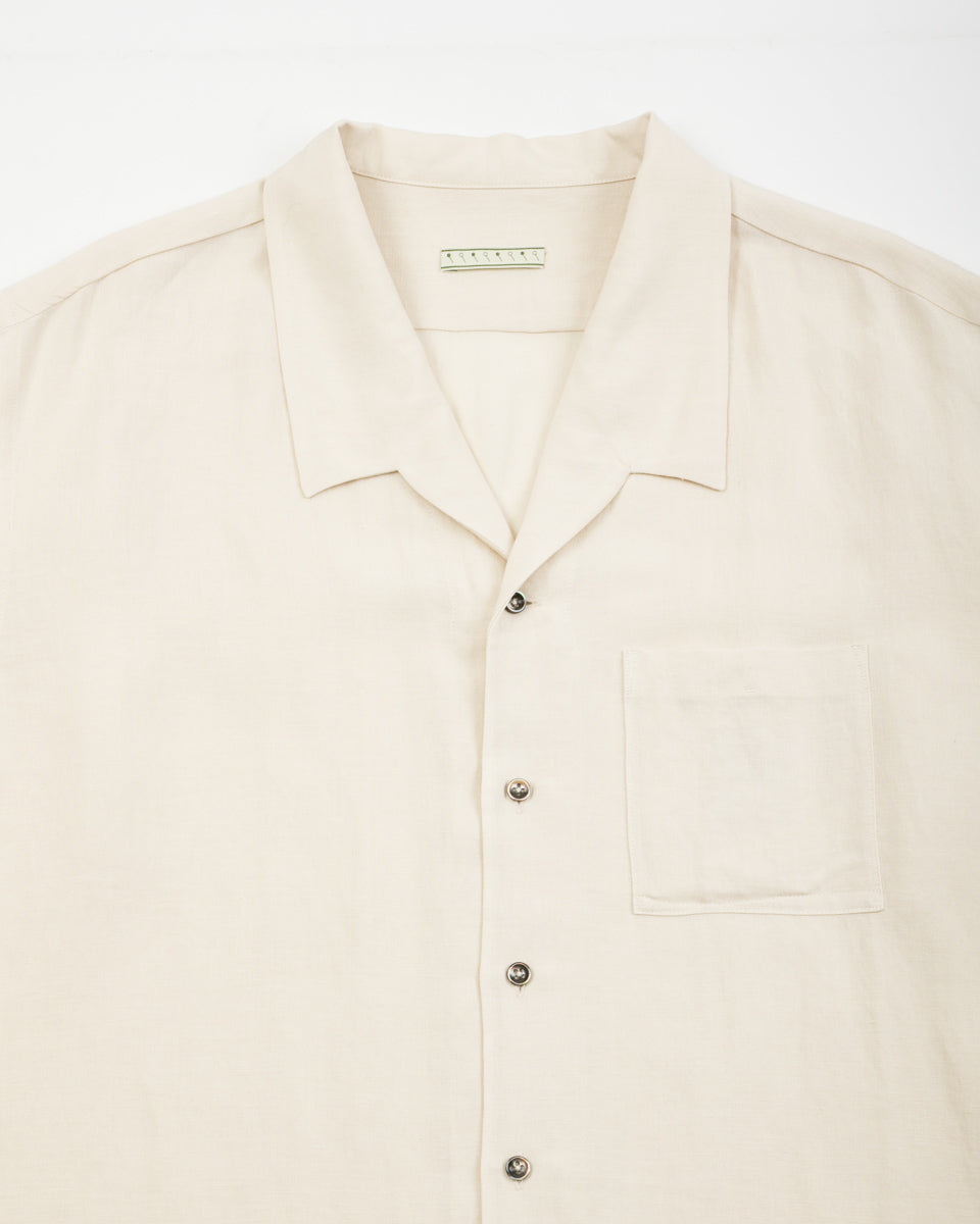 Gorsch Bamboo Linen Open Collar Short Sleeve Shirt - Beige - Standard & Strange