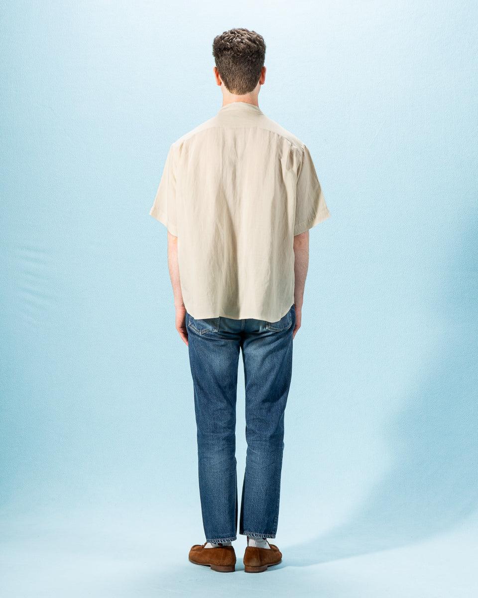 Bamboo Linen Open Collar Short Sleeve Shirt - Beige – Standard