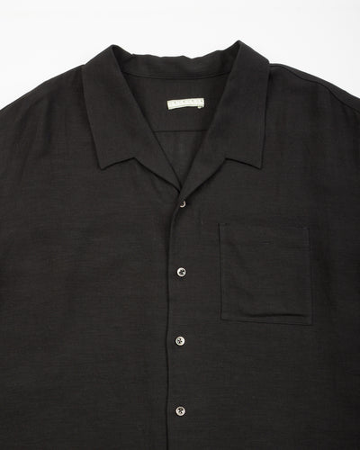 Gorsch Bamboo Linen Open Collar Short Sleeve Shirt - Black - Standard & Strange