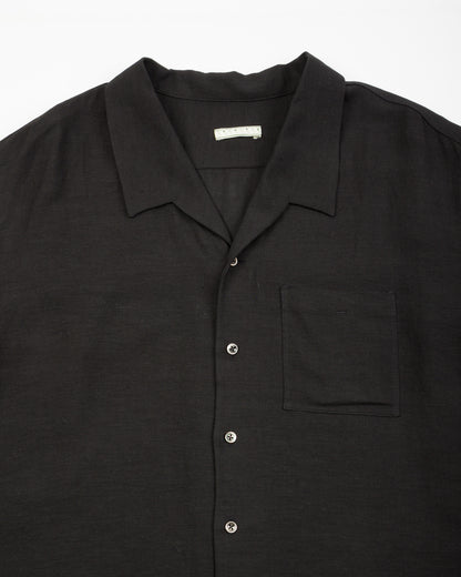 Gorsch Bamboo Linen Open Collar Short Sleeve Shirt - Black - Standard & Strange