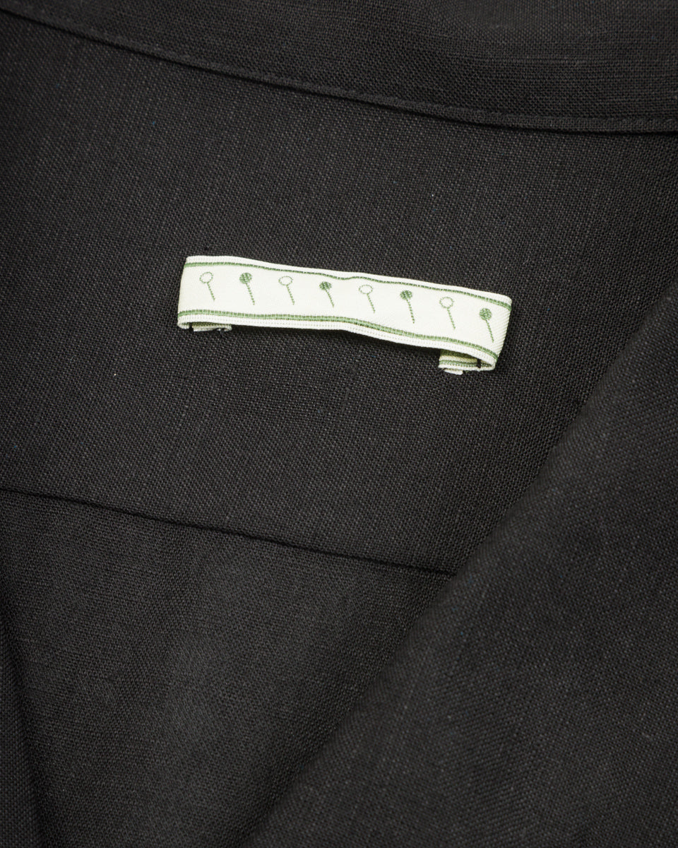 Gorsch Bamboo Linen Open Collar Short Sleeve Shirt - Black - Standard & Strange