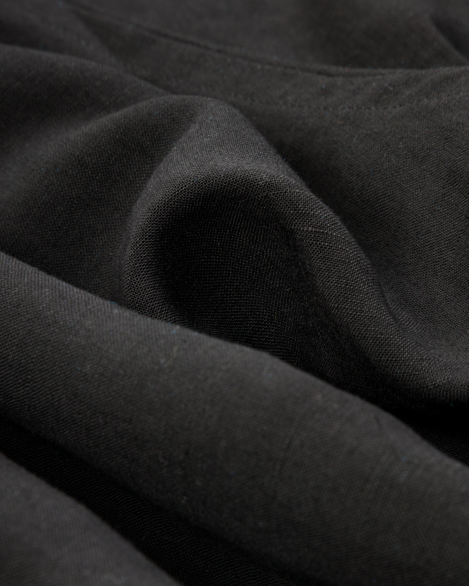 Gorsch Bamboo Linen Open Collar Short Sleeve Shirt - Black - Standard & Strange