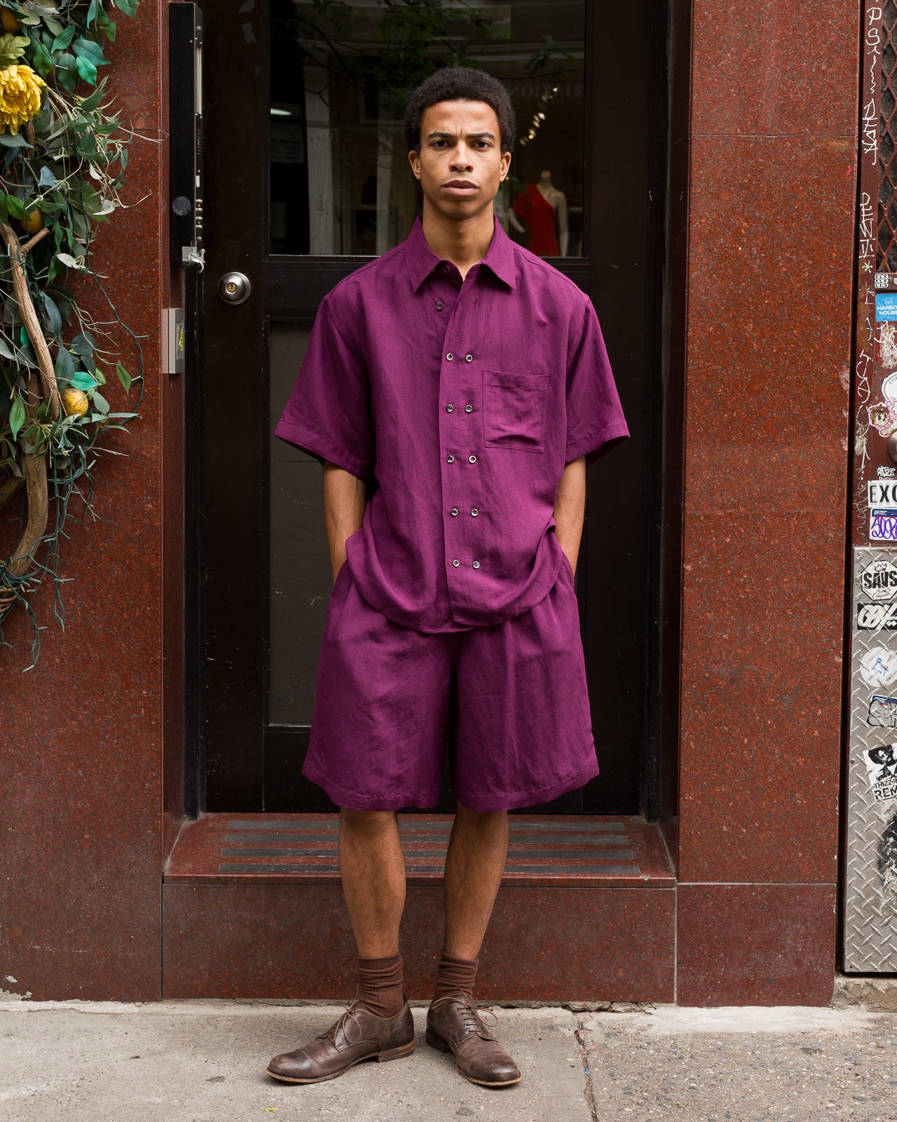 Gorsch Bamboo Linen Shorts - Purple - Standard & Strange