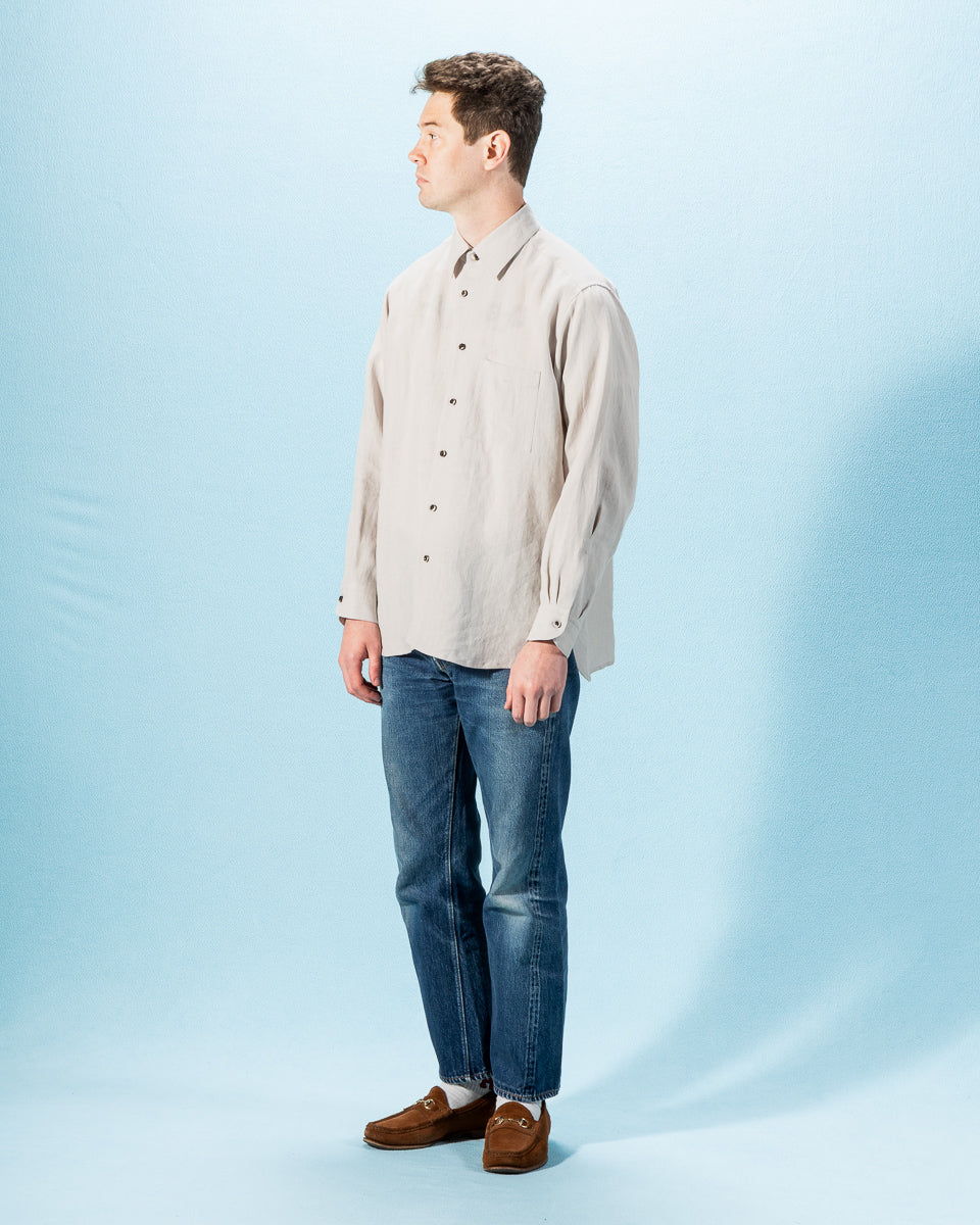 Gorsch Belgian Linen Collar Shirt - Light Grey - Standard & Strange