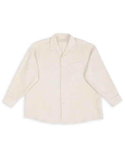 Gorsch Brushed Collar Wide Shirt - Off White Linen/Wool - Standard & Strange