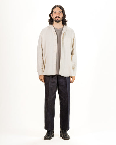 Gorsch Brushed Collar Wide Shirt - Off White Linen/Wool - Standard & Strange