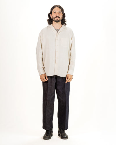 Gorsch Brushed Collar Wide Shirt - Off White Linen/Wool - Standard & Strange