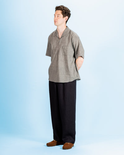 Gorsch Capri Short Sleeve Open Pullover Shirt - Dark Grey Yak Mix - Standard & Strange