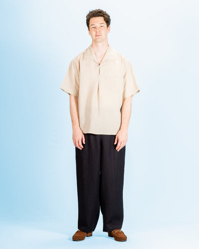 Gorsch Capri Short Sleeve Pullover Shirt - Beige Linen - Standard & Strange