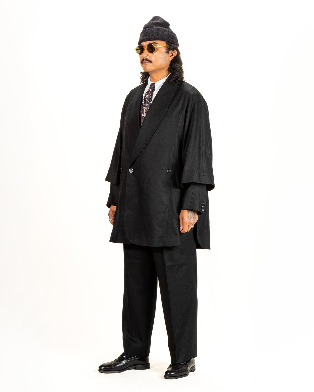 Gorsch Flannel Wool Cape Coat - Black - Standard & Strange