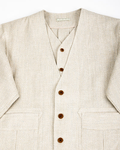 Gorsch Layered Front Jacket - Ivory Linen Tweed - Standard & Strange