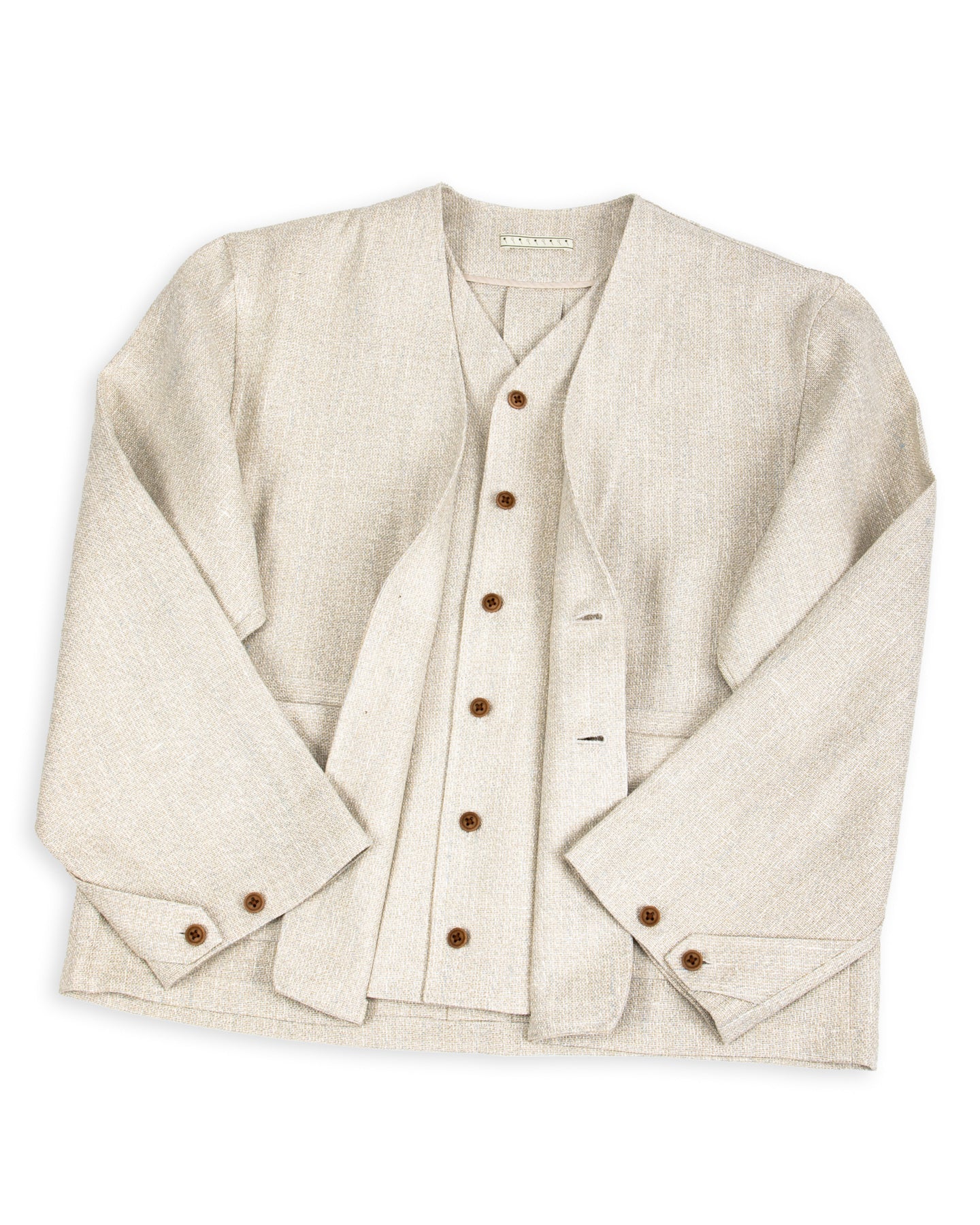 Gorsch Layered Front Jacket - Ivory Linen Tweed - Standard & Strange