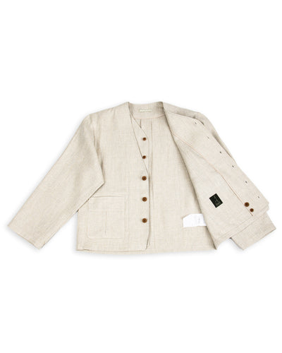 Gorsch Layered Front Jacket - Ivory Linen Tweed - Standard & Strange