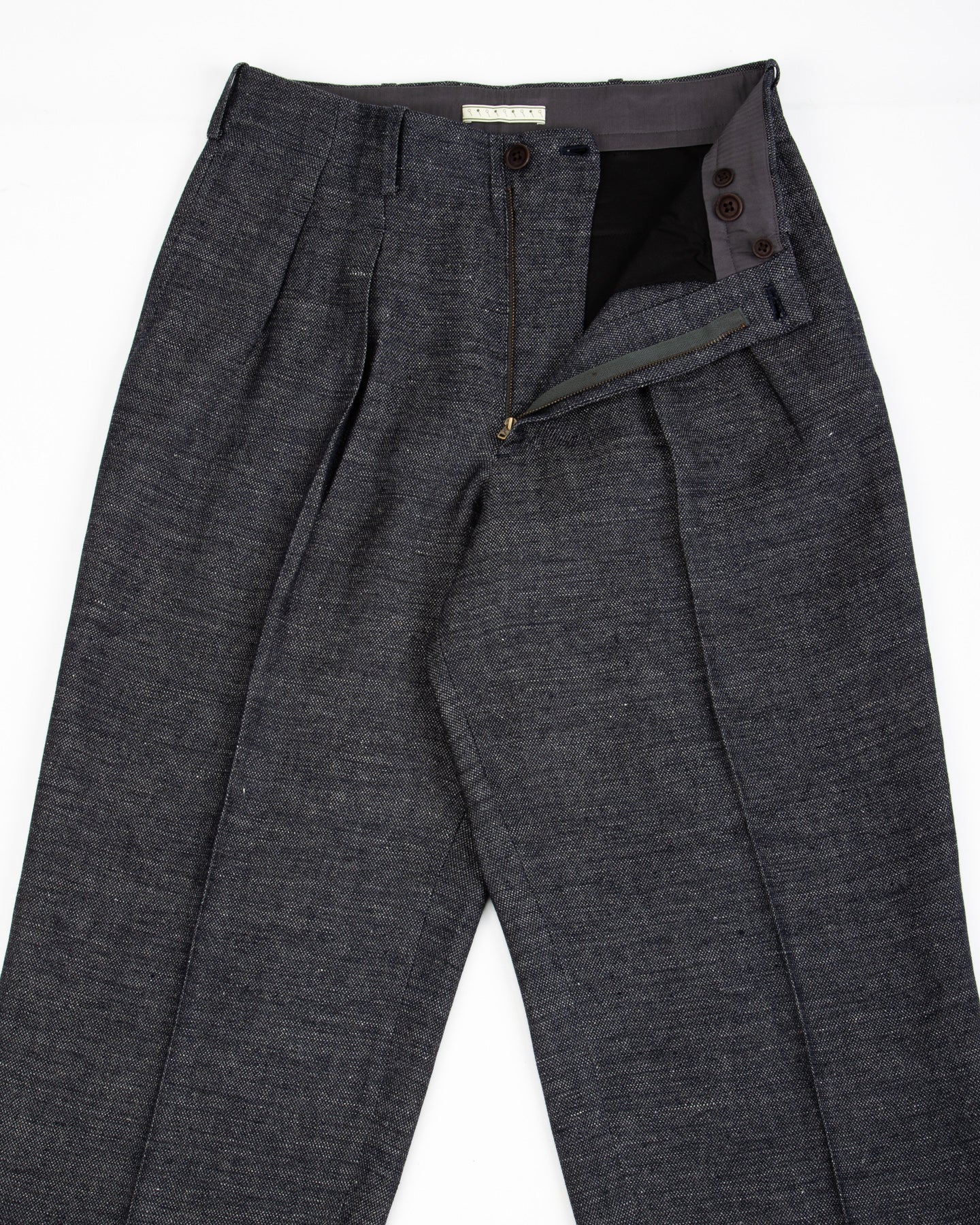Gorsch Linen 2 Tuck Trousers - Navy/Grey - Standard & Strange