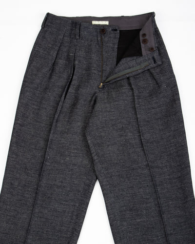 Gorsch Linen 2 Tuck Trousers - Navy/Grey - Standard & Strange