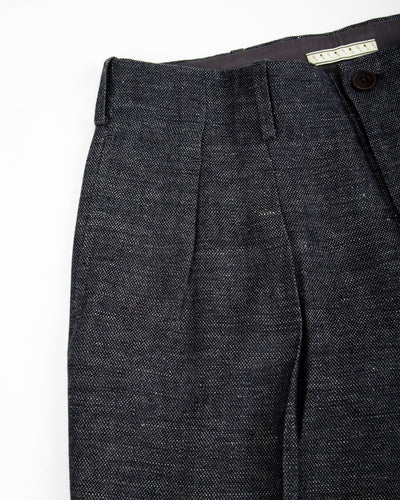 Gorsch Linen 2 Tuck Trousers - Navy/Grey - Standard & Strange