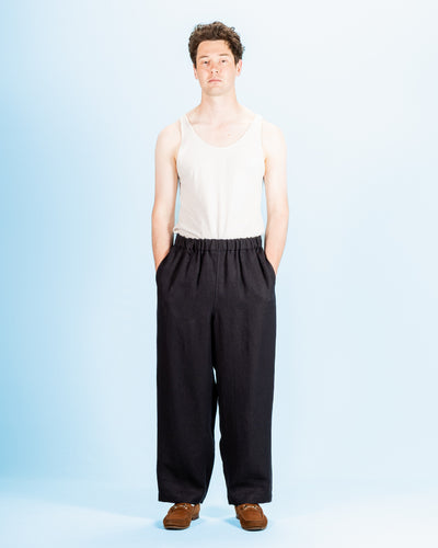 Gorsch Linen Easy Trousers - Navy/Brown - Standard & Strange