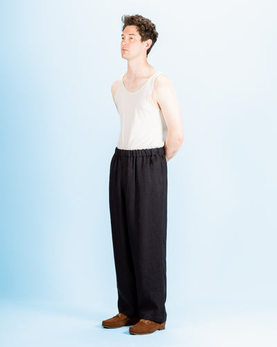 Gorsch Linen Easy Trousers - Navy/Brown - Standard & Strange
