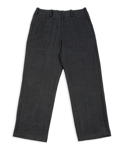 Gorsch Round Yoke Thick Linen Trousers - Black - Standard & Strange