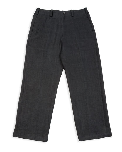 Gorsch Round Yoke Thick Linen Trousers - Black - Standard & Strange