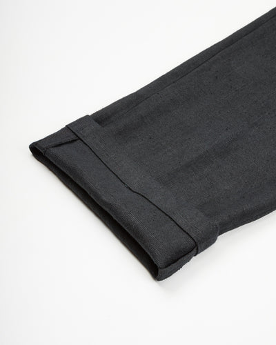 Gorsch Round Yoke Thick Linen Trousers - Black - Standard & Strange